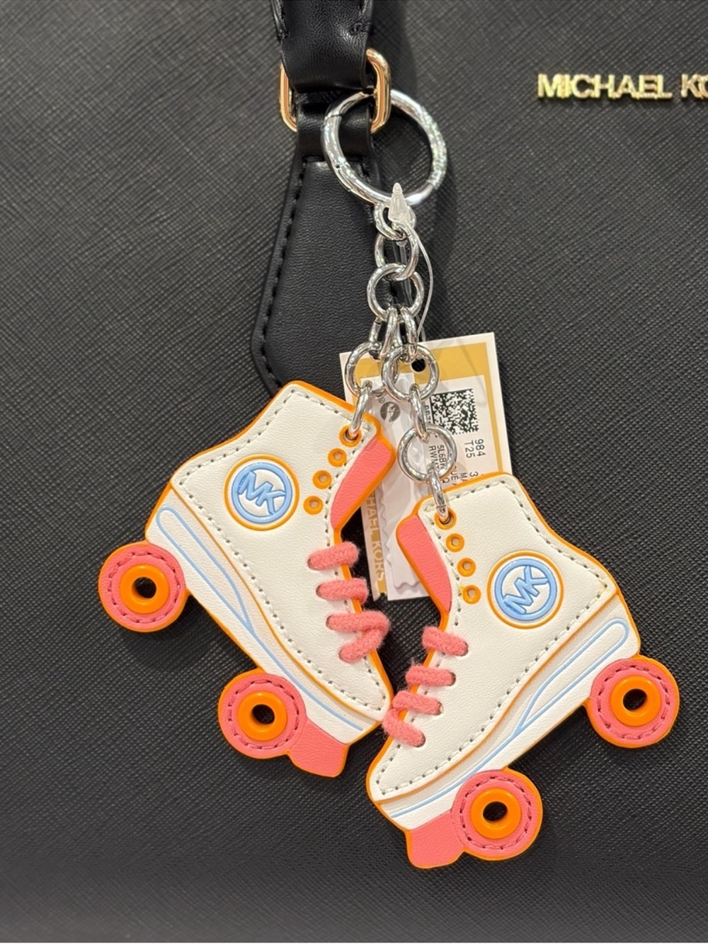 Michael Kors White, Pink & Orange Roller Skate Keychain Bag Charm
